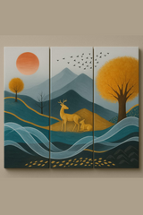 Whispers of the Mountain Handmade Acrylic Painting 3 panels (12 by 24 inches each)
