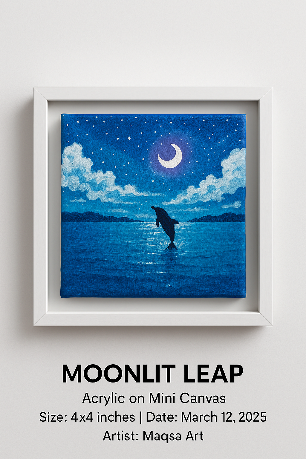 Moonlit Leap – Hand-Painted Mini Canvas (4x4 inches)